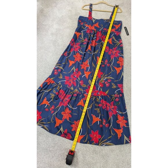 NWT Clover & Sloane Womens Maxi Sundress 14 Empire Navy Red Dark Floral Beachy - Picture 3 of 14